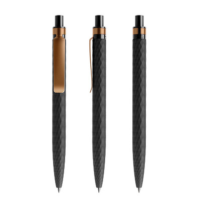 prodir® Druckkugelschreiber QS01 Soft Touch PRS Push, blaue Mine, schwarz/Kupfer prodir® Druckkugelschreiber QS01 Soft Touch PRS Push, blaue Mine, schwarz/Kupfer