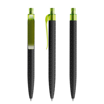 prodir® Druckkugelschreiber QS03 PMT Push, blaue Mine, schwarz/gelbgrün