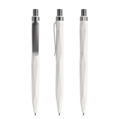 prodir® Druckkugelschreiber QS20 PMS Push, blaue Mine, weiß/graphit satiniert