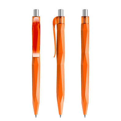 prodir® Druckkugelschreiber QS20 PMT Push, blaue Mine, orange/silber satiniert