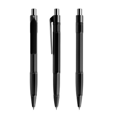 prodir® Druckkugelschreiber QS30 PMP Push, blaue Mine, schwarz/silber poliert prodir® Druckkugelschreiber QS30 PMP Push, blaue Mine, schwarz/silber poliert
