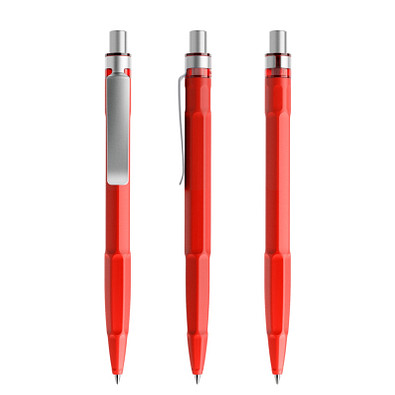 prodir® Druckkugelschreiber QS30 PQS Push, blaue Mine, roter Quarzit/silber satiniert prodir® Druckkugelschreiber QS30 PQS Push, blaue Mine, roter Quarzit/silber satiniert