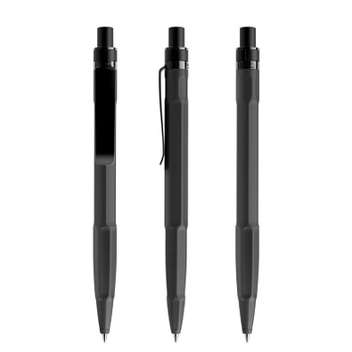 prodir® Druckkugelschreiber QS30 Soft Touch PRS Push, blaue Mine, schwarz/schwarz satiniert prodir® Druckkugelschreiber QS30 Soft Touch PRS Push, blaue Mine, schwarz/schwarz satiniert