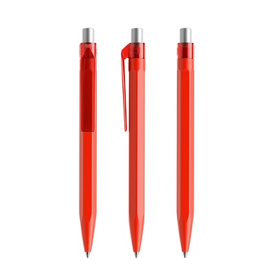 prodir QS50 PMT Push Kugelschreiber, Red-Silver satin finish