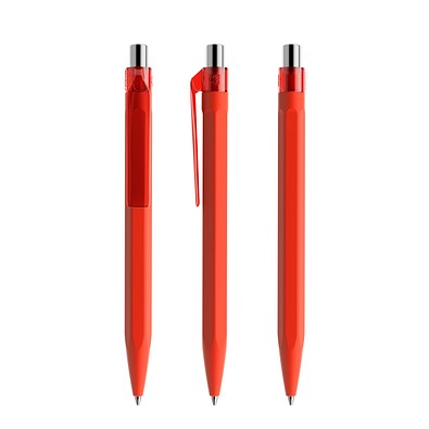 prodir QS50 Soft Touch PRT Push Kugelschreiber, Red-Silver chrome finish