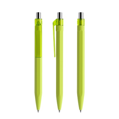 prodir QS50 Soft Touch PRT Push Kugelschreiber, Yellow Green-Silver chrome finish
