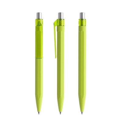 prodir QS50 Soft Touch PRT Push Kugelschreiber, Yellow Green-Silver satin finish