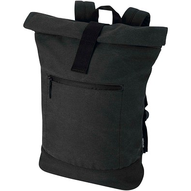 Recanvas 14” GRS recycelter Rolltop-Rucksack 16L, schwarz