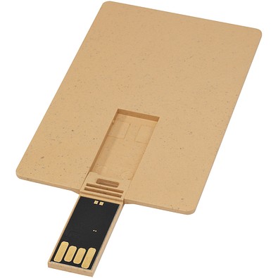 Rechteckiger, ausklappbarer USB-Stick in Kreditkarten-Format, Kraftpapier, 4GB