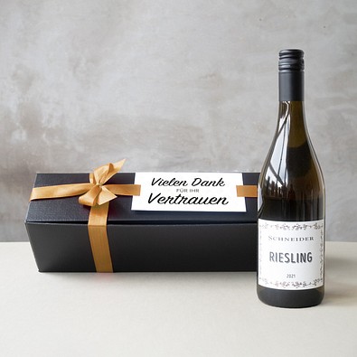 Riesling in edler Geschenkbox, Goldene Schleife, inkl. Druck