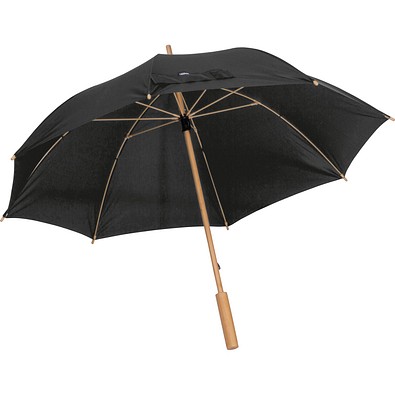 RPET Regenschirm mit Bambusgestänge LETITIA, schwarz