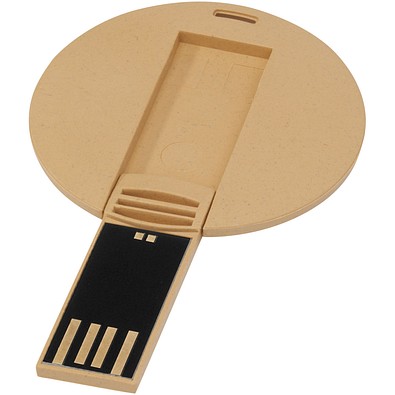 Runder ausklappbarer USB Stick, Kraftpapier, 32GB