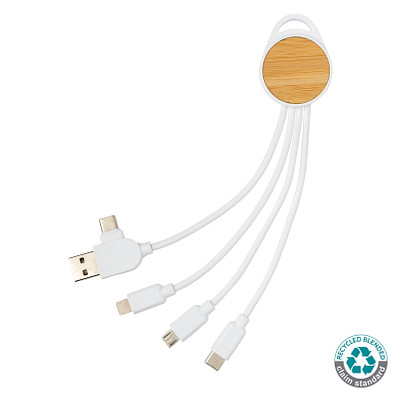 rundes Ontario 6-in-1 Kabel aus RCS recyceltem Kunststoff, weiß