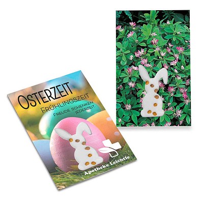 Samen-Karte-Mini Ostern, Persicher Klee, 2-seit. Druck