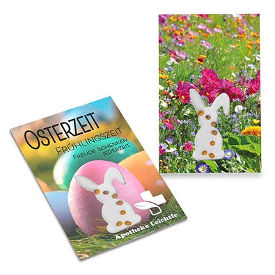 Samen-Karte-Mini Ostern, Sommerblumenmischung, 2-seit. Druck