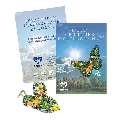 Samenpapier auf A6-Karte, Bienchen, 2-seit. Druck