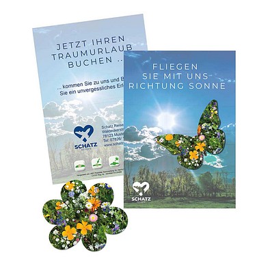 Samenpapier auf A6-Karte, Blümchen, 2-seit. Druck