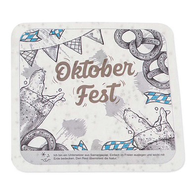Samenpapier Bierdeckel, eckig, 2-seit. Druck