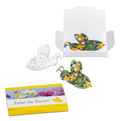 Samenpapier in Klappkärtchen, Ostern, Bienchen, 1-seit. Druck