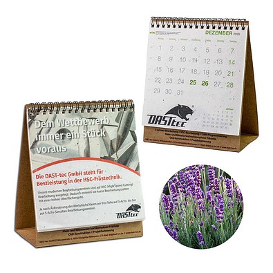 Samenpapier-Tischkalender, Weihnachten, Lavendel, 1-seit. Druck