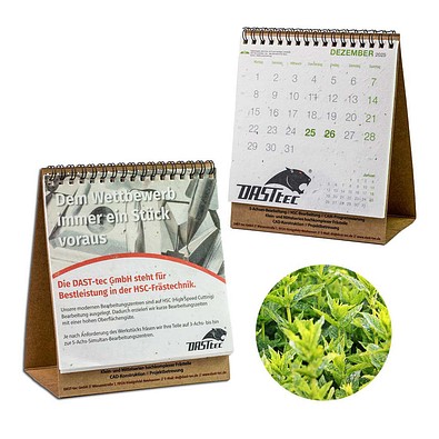Samenpapier-Tischkalender, Weihnachten, Minze, 1-seit. Druck