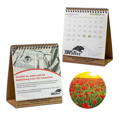 Samenpapier-Tischkalender, Weihnachten, Mohn, 1-seit. Druck