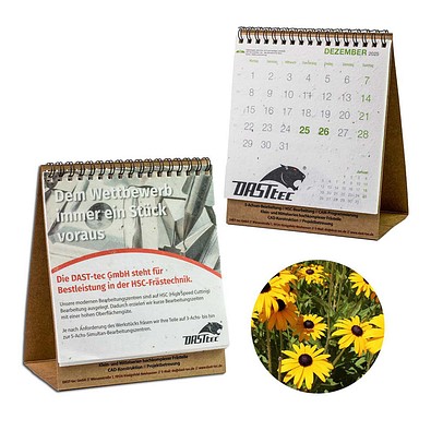Samenpapier-Tischkalender, Weihnachten, Rudbeckia, 1-seit. Druck