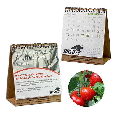 Samenpapier-Tischkalender, Weihnachten, Tomate, 1-seit. Druck