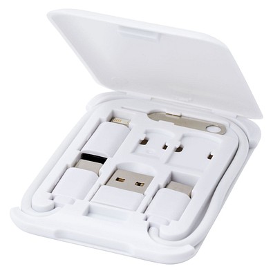 Savvy recyceltes modulares Ladekabel mit Telefonhalterung, weiss