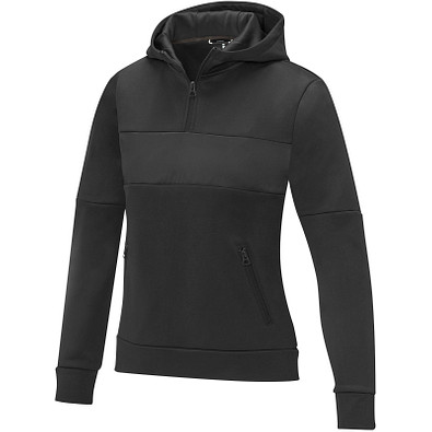 Sayan Kapuzenpullover mit halbem Reißverschluss für Damen, schwarz,  S