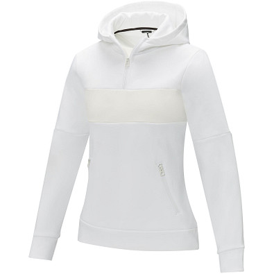Sayan Kapuzenpullover mit halbem Reißverschluss für Damen, weiß,  XL