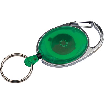 Schlüsselanhänger mit Karabiner und ausziehbarem Schlüsselring DIANA, grün