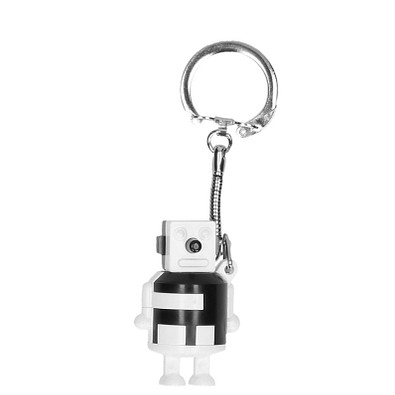 Schlüsselanhänger "Knobel-Roboter", weiß/schwarz Schlüsselanhänger "Knobel-Roboter", weiß/schwarz