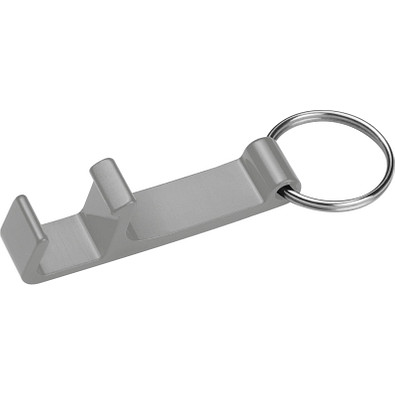 Schlüsselanhänger mit Flaschenöffner, grau Schlüsselanhänger mit Flaschenöffner, grau