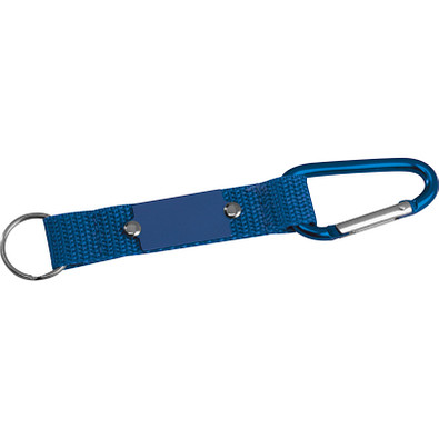 Schlüsselanhänger mit Karabiner und Plättchen aus Metall, blau Schlüsselanhänger mit Karabiner und Plättchen aus Metall, blau