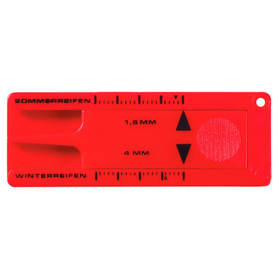Schlüsselanhänger Reifenprofilmesser, rot
