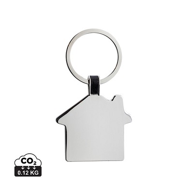 Schlüsselring Haus aus RCS rec. Zinklegierung, silber