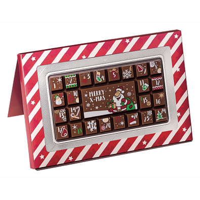 Schoko-Adventskalender X-Mas mit Aufsteller Schoko-Adventskalender X-Mas mit Aufsteller