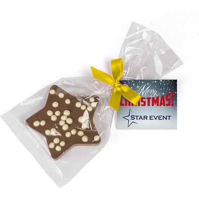 Schoko Weihnachtsstern, Gelbe Schleife, inkl. Druck