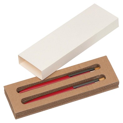 Schreibset mit Kugelschreiber und Druckbleistift aus recyceltem Aluminium , rot