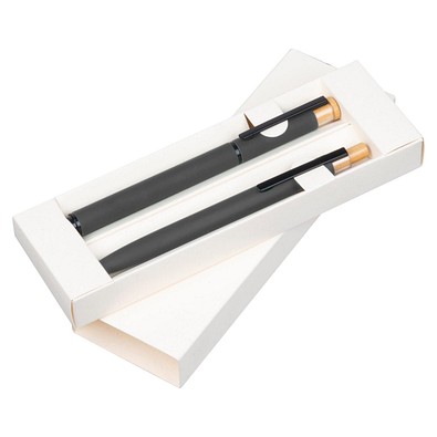 Schreibset mit Kugelschreiber und Rollerball aus recyceltem Aluminium , anthrazit