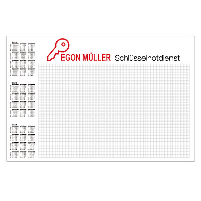 Schreibunterlage, inkl. 1-fbg. Druck, mit Kalender 2022-2024 und kariert Schreibunterlage, inkl. 1-fbg. Druck, mit Kalender 2022-2024 und kariert
