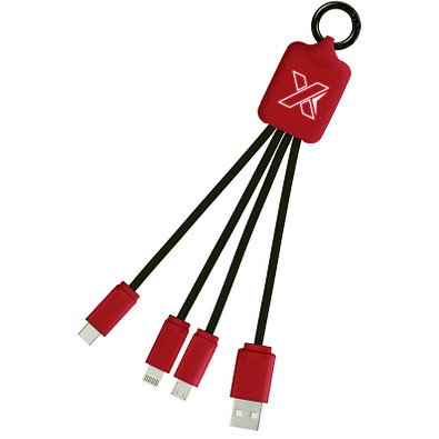 SCX.design C15 Quatro Ladekabel mit Leuchtlogo, Mid red/schwarz