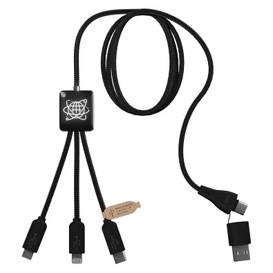 SCX.design C45 5-in-1 rPET-Ladekabel mit Datentransfer, schwarz