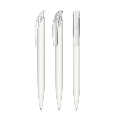 senator® Druckkugelschreiber Challenger Soft Touch, blaue Mine, weiß