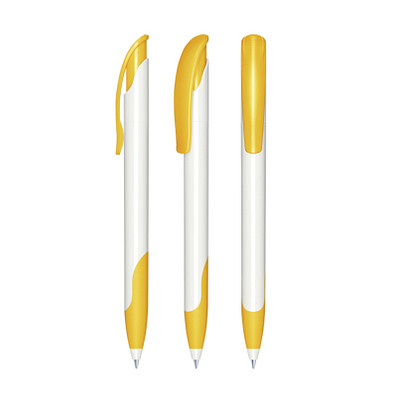 senator® Druckkugelschreiber Challenger Polished Basic SG, blaue Mine, weiß,gelb 7408