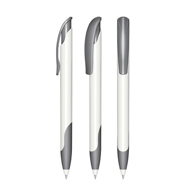 senator® Druckkugelschreiber Challenger Polished Basic SG, blaue Mine, weiß,grau cool gray 9