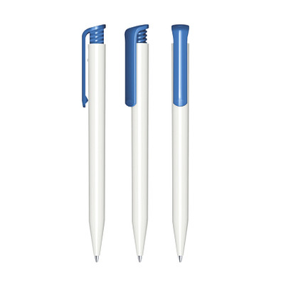 senator® Druckkugelschreiber Super Hit Polished Basic, blaue Mine, weiß,blau 2935