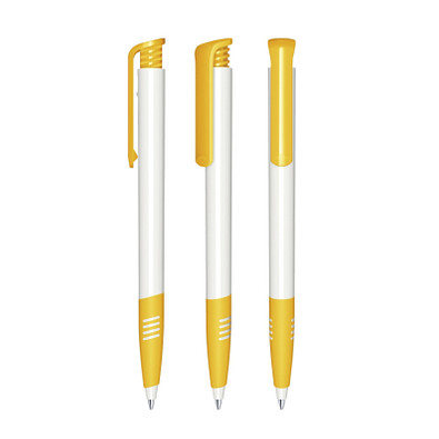 senator® Druckkugelschreiber Super Hit Polished Basic SG, blaue Mine, weiß,gelb 7408