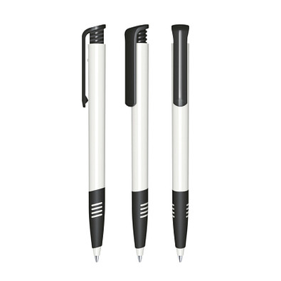 senator® Druckkugelschreiber Super Hit Polished Basic SG, blaue Mine, weiß,schwarz